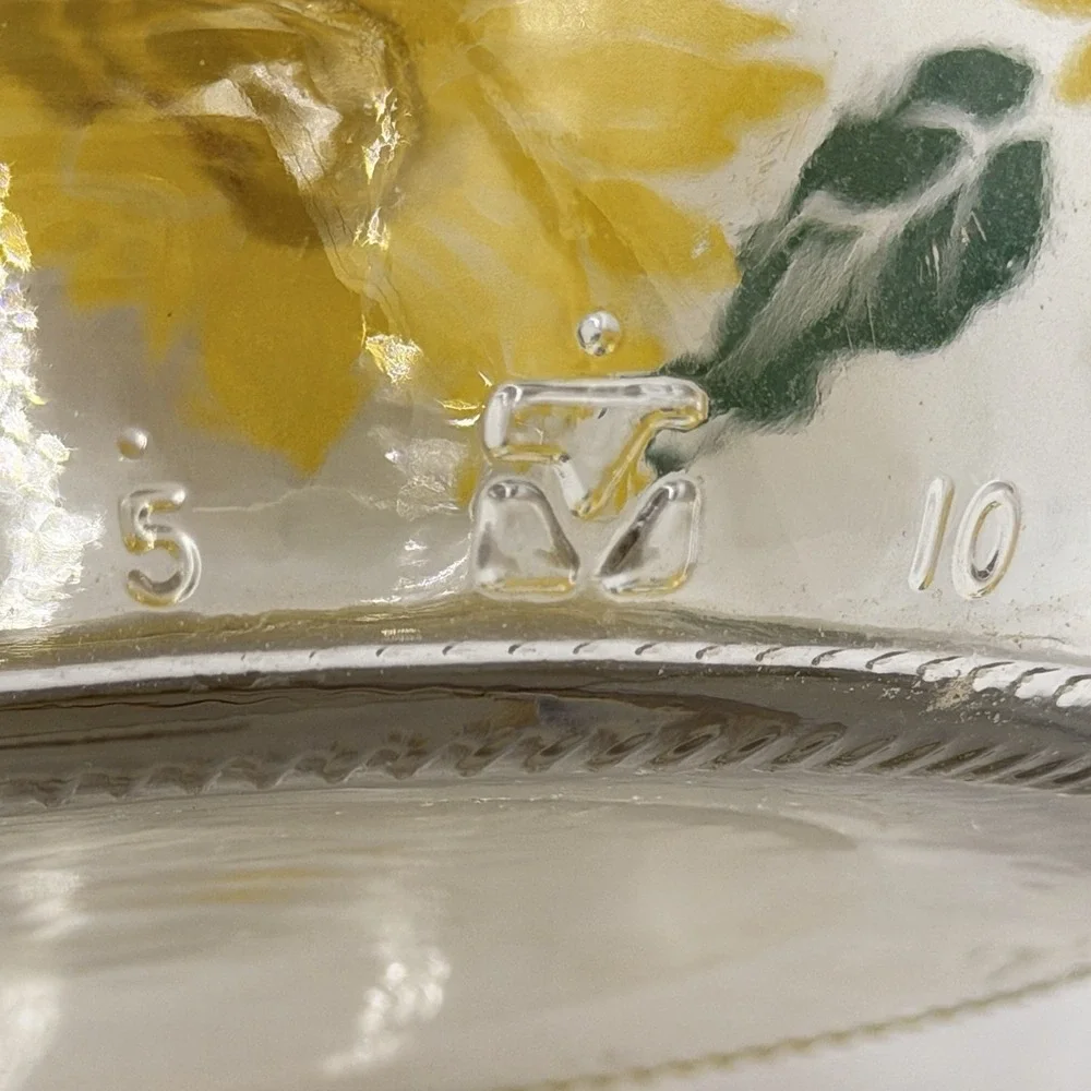 Vintage Sunflower Glass Canister Yellow Pour Spout Lid Floral Kitchen Storage